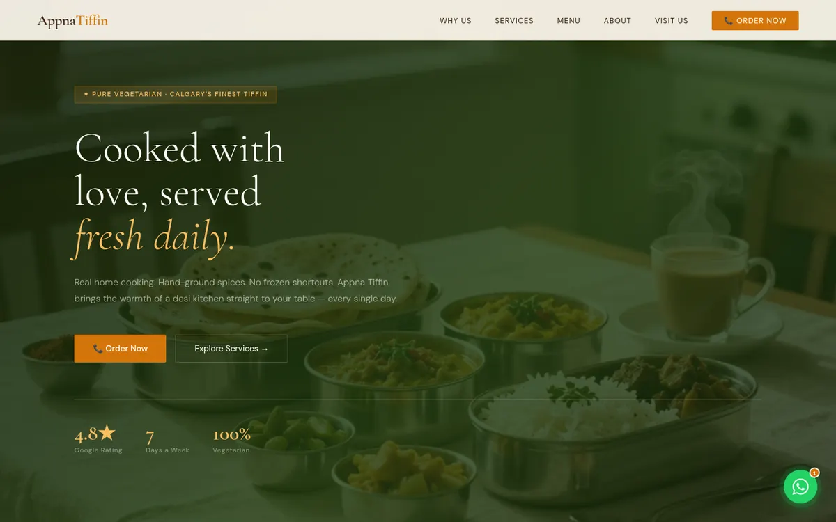 Appna Tiffin homepage