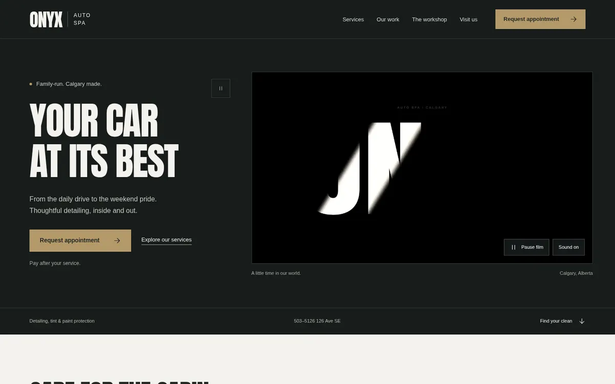 ONYX Auto Spa homepage