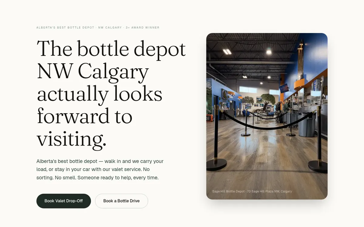Sage Hill Bottle Depot homepage
